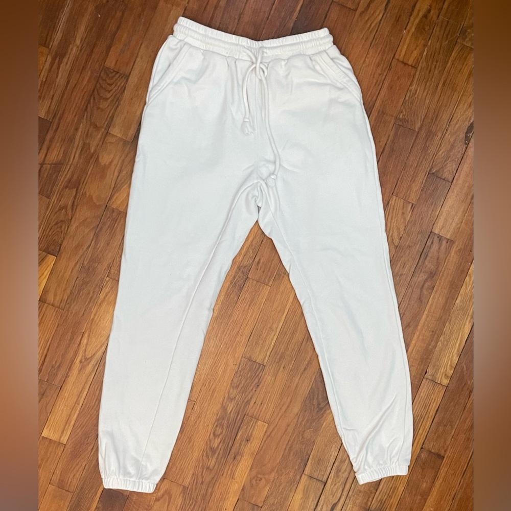 plain white adjustable thick sweatpants